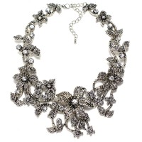 Vogue Silver Embellished Lilys Statement Necklace